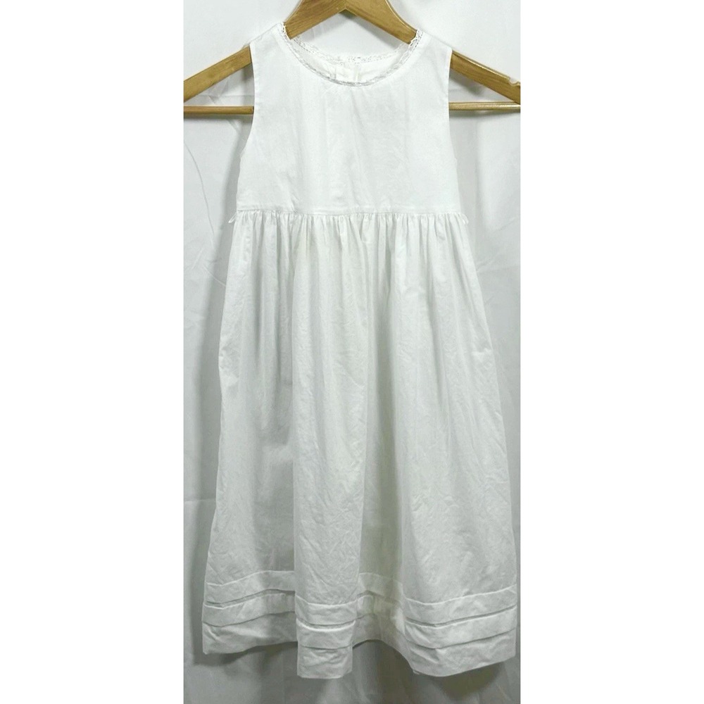 Strasburg Girls White Dress Heirloom Lace Trim Sleeveless Easter Flower Girl 5